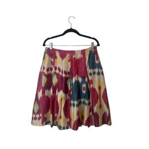 Lauren Ralph Lauren NWT 100% Silk Pleated Skirt Sz 8 Western Aztec Ikat